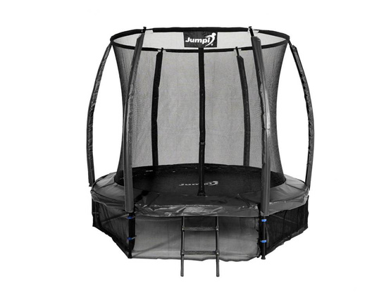 Trampolina Ogrodowa 252cm/8ft Czarna Maxy Comfort Plus Z Wewnętrzną siatką